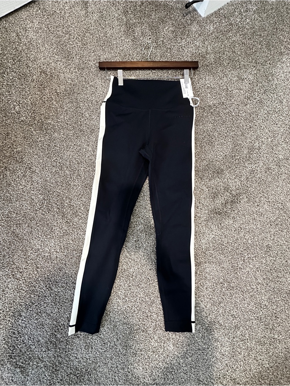 Black Leggings with White Side Stripe